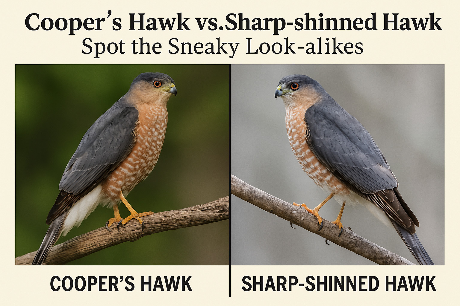 Cooper's Hawk vs. Sharp-shinned Hawk IDs 1 How to tell a Cooper from a Sharp-shinned Hawk