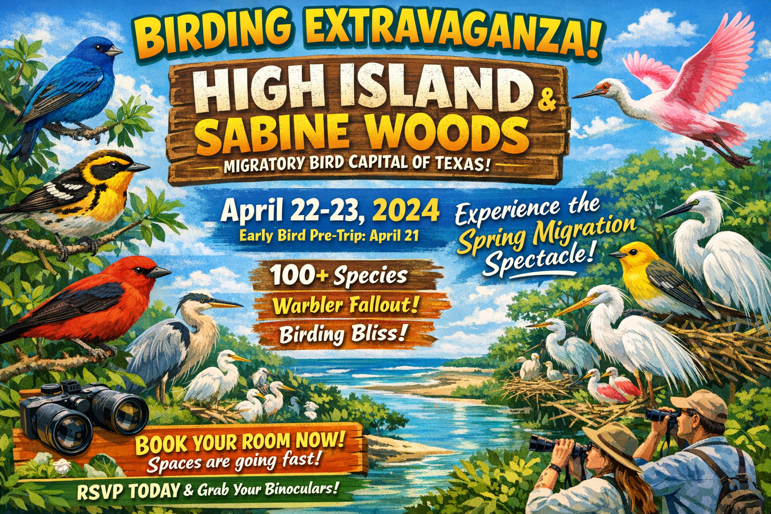 High Island & Sabine Woods Birding Trip by Michael Mathews, TexasBirder.com